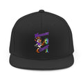 Moooove Over Cancer embroidered design with awareness ribbons on a black snapback hat