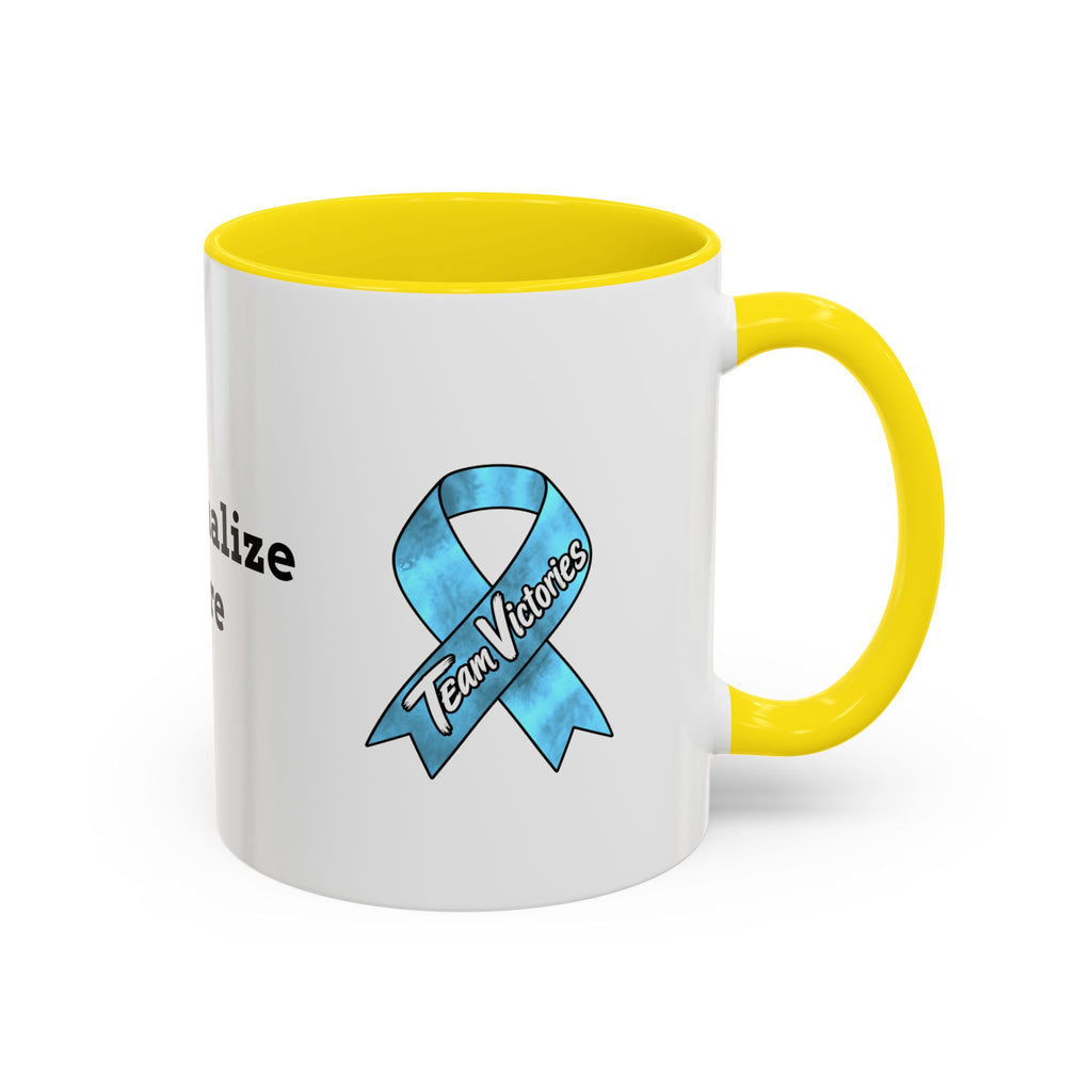 Moooove Over Cancer mug with green accent handle and playful character design