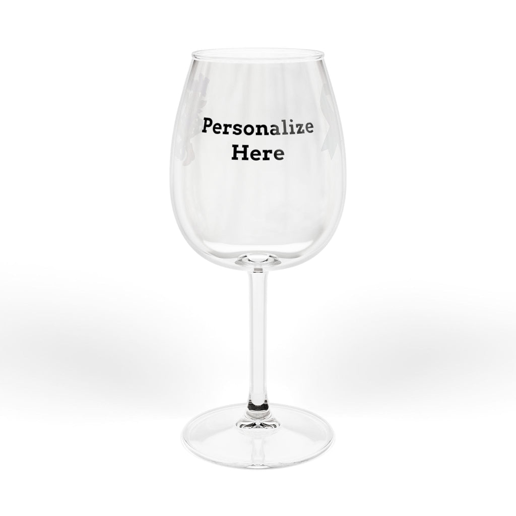 Moooove Over Cancer wine glass showing the area for a chosen name or custom text