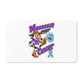 Moooove Over Cancer polyester doormat with colorful cow artwork and blue awareness ribbon