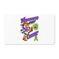 Moooove Over Cancer cowgirl design with green awareness ribbon on a polyester doormat