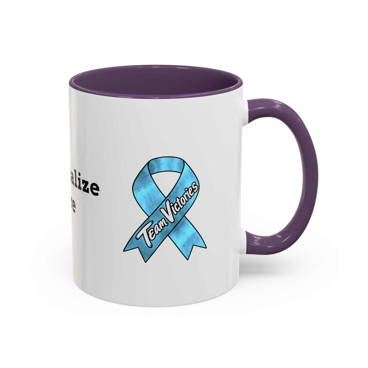 Moooove Over Cancer mug front view with red accent handle and custom-name option