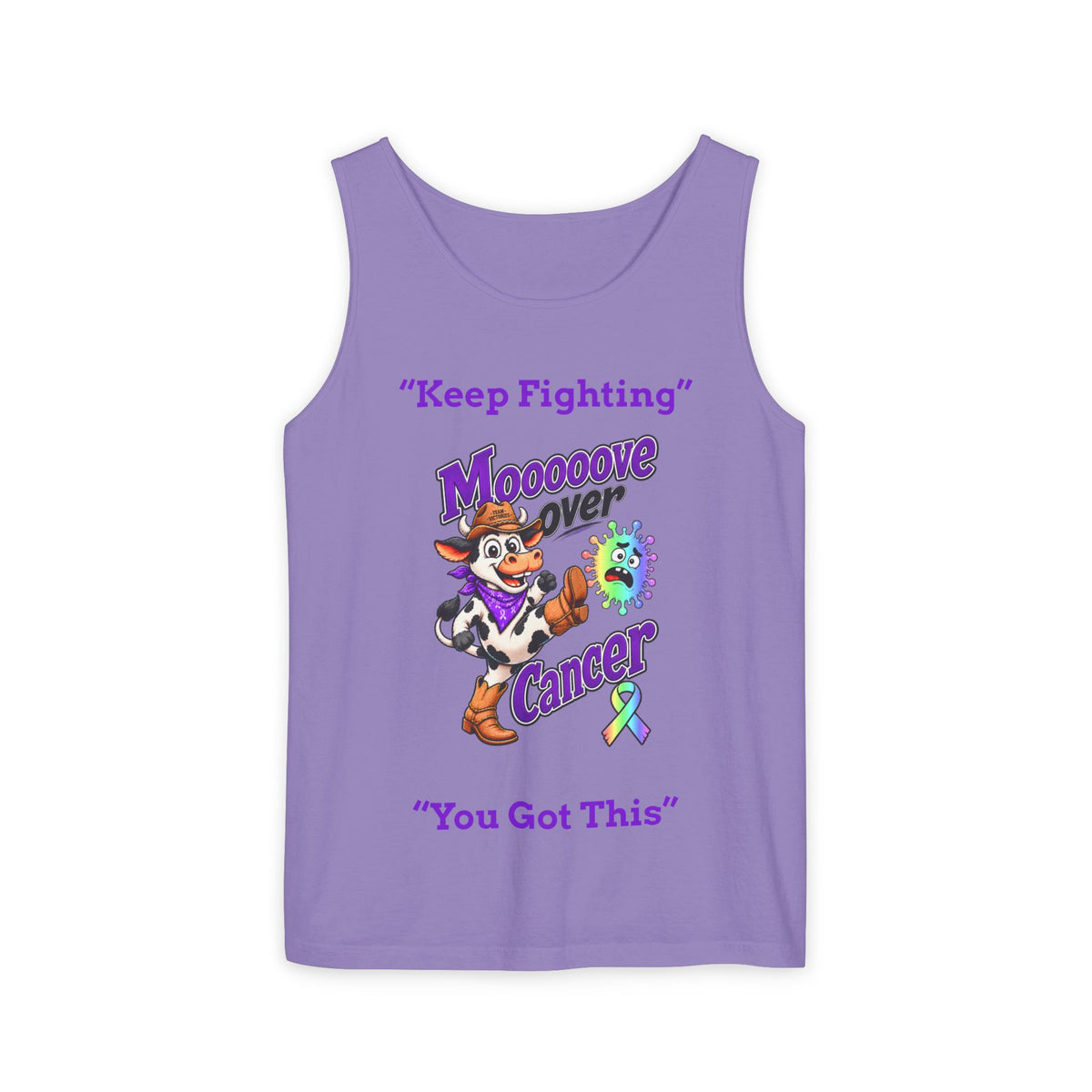 Pink Moooove Over Cancer tank top with You Got This and all-cancer awareness ribbon design