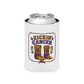 White Regular Can cooler with Kickin' Cancer western boot artwork