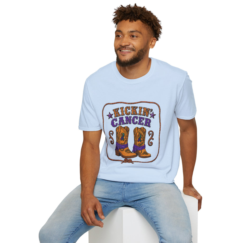 Kickin' Cancer Western Cowboy Boots T-Shirt