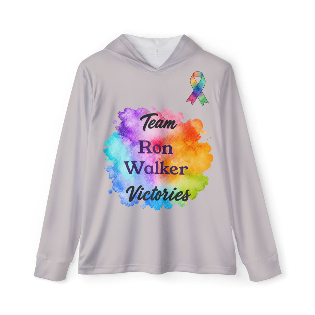Silver Team Victories hoodie with colorful front artwork and personalized name