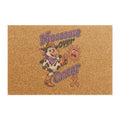 Moooove Over Cancer coir doormat with cow artwork and awareness ribbon