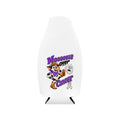 Moooove Over Cancer bottle cooler sleeve with Lung Cancer awareness ribbon design