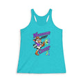Moooove Over Cancer turquoise racerback tank top with cow design and all-cancer awareness ribbon