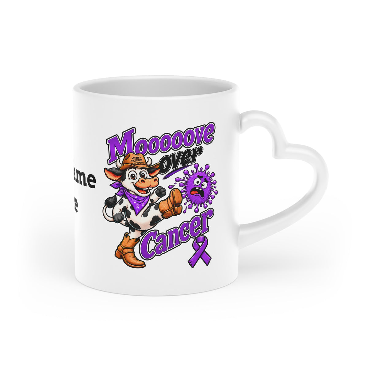 Kickin' Cancer 11 oz Heart-Handle Ceramic Mug