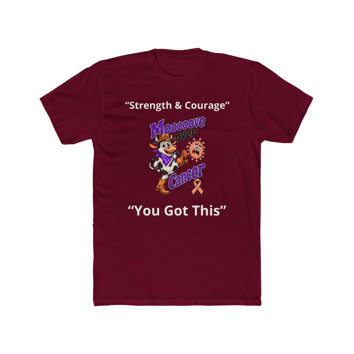 Burgundy Moooove Over Cancer personalized tee with Uterine Cancer awareness ribbon