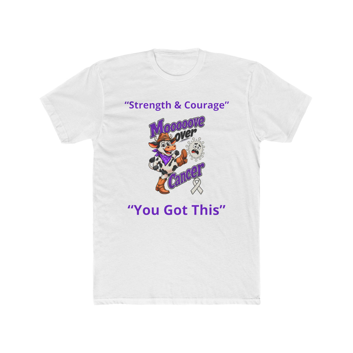 Moooove Over Cancer Lung Cancer awareness ribbon T-shirt in white