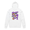 Moooove Over Cancer hooded long-sleeve tee with cow design and purple Pancreatic Cancer awareness ribbon