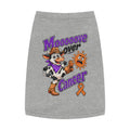 Gray Moooove Over Cancer pet tank top with cowboy cow and Leukemia/Kidney Cancer awareness ribbon