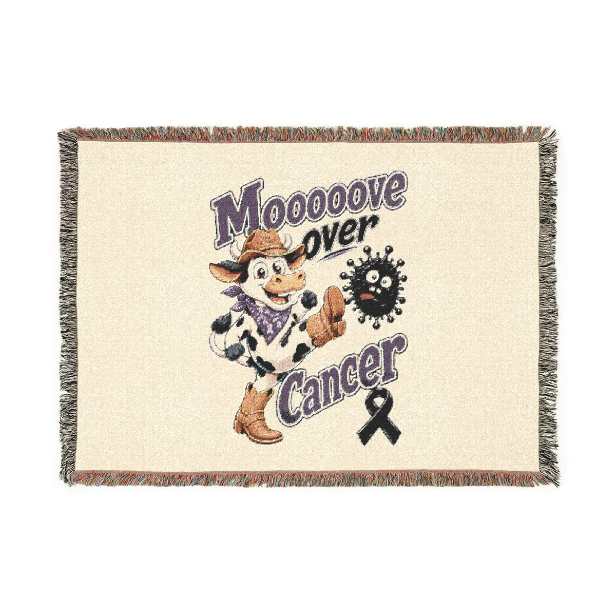 Kickin' Cancer Woven Blanket — Cowboy Boots Support Throw