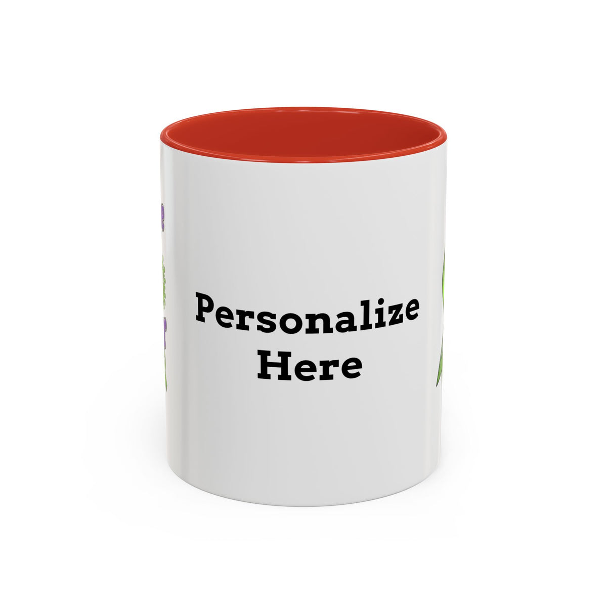 Personalized Moooove Over Cancer mug back view with red accent and space for custom name or text