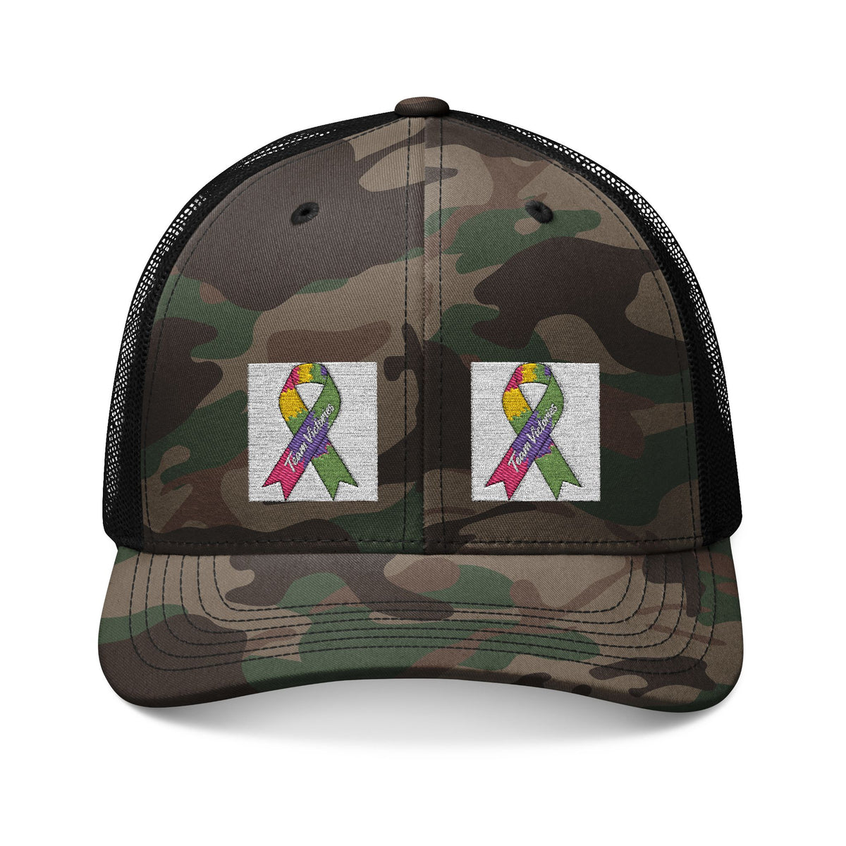 Trucker Hat - Embroidered - Camo Mesh Cap