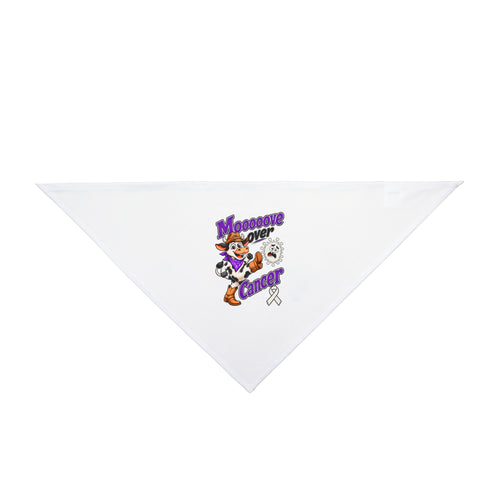 Moooove Over Cancer Lung Cancer awareness ribbon pet bandana, full front view