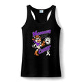 Black Moooove Over Cancer women's performance tank top with a white Lung Cancer awareness ribbon