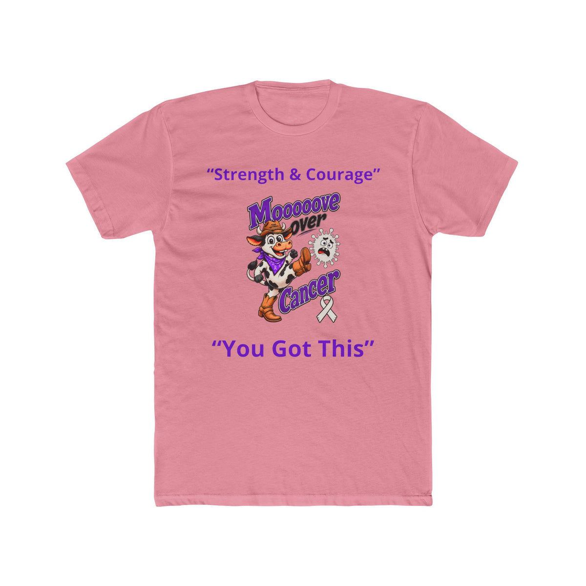Moooove Over Cancer Lung Cancer awareness ribbon T-shirt in pink