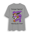 Gray Moooove Over Cancer heavyweight T-shirt featuring Stronger Together lettering