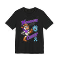 Moooove Over Cancer T-shirt in black with blue ribbon and cow graphic