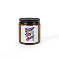 Moooove Over Cancer 4oz amber jar soy candle with all-cancer awareness ribbon label