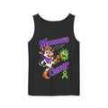 Moooove Over Cancer tank top with cow artwork on lavender fabric