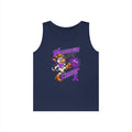 Moooove Over Cancer navy tank top with Pancreatic Cancer awareness ribbon artwork