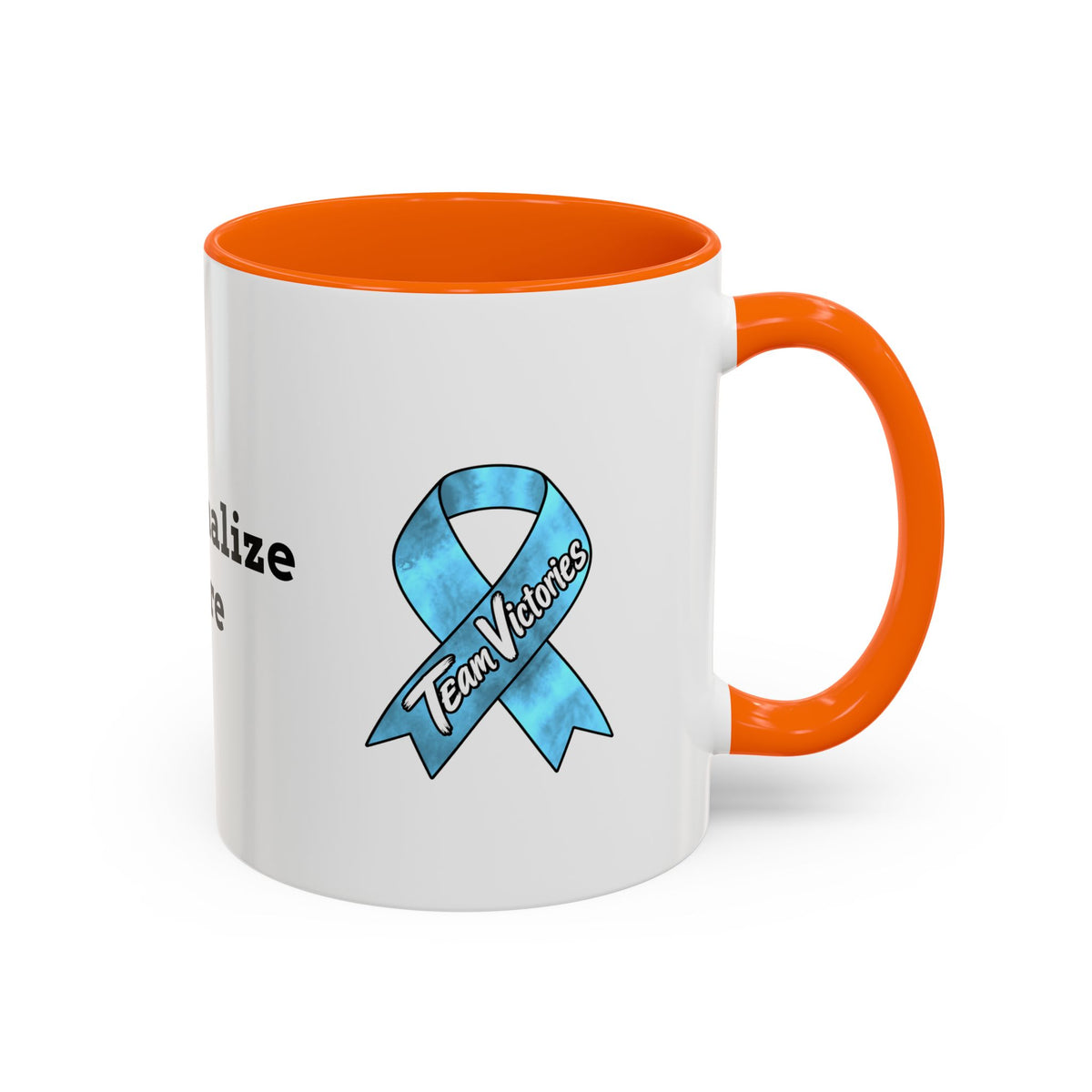 Moooove Over Cancer mug with yellow accent handle and cheerful support artwork