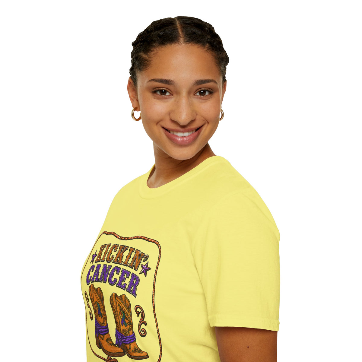 Kickin' Cancer Western Cowboy Boots T-Shirt
