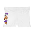 Moooove Over Cancer white women's shorts with cow artwork and orange ribbon on the side