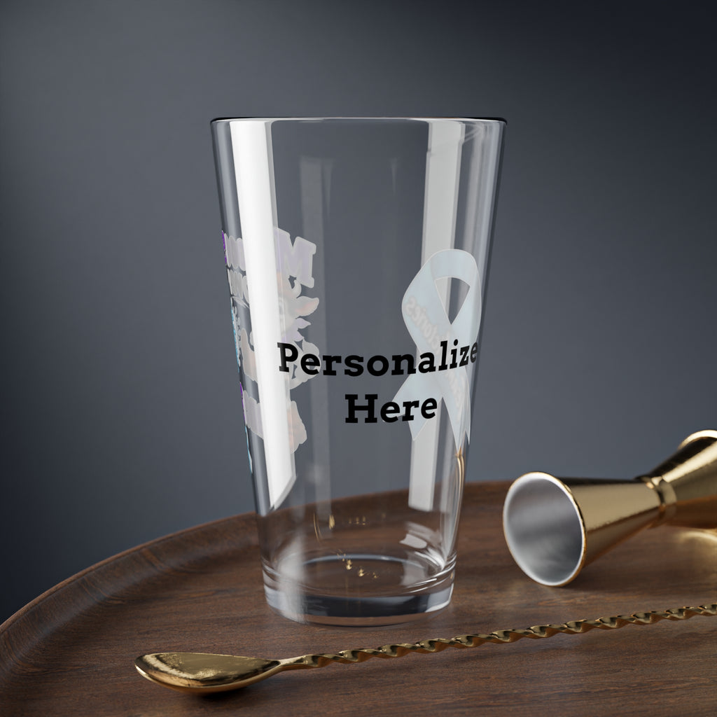 Moooove Over Cancer personalized 16 oz glass with cocktail tools