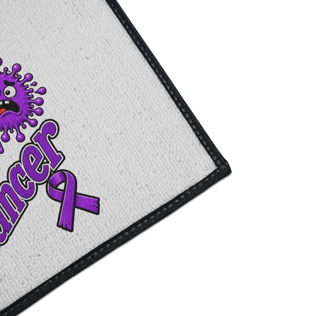 Close-up of Moooove Over Cancer artwork and Pancreatic Cancer awareness ribbon