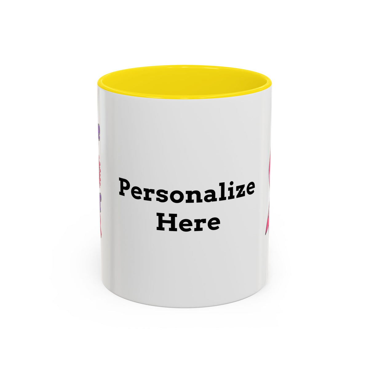 Moooove Over Cancer personalized mug with yellow accent interior and handle
