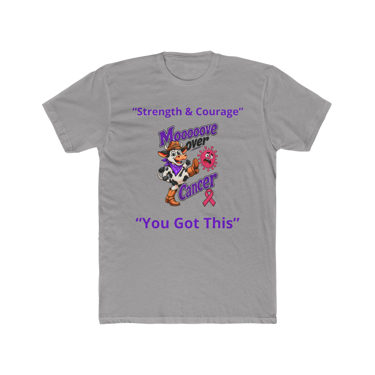 Gray Moooove Over Cancer T-shirt with You Got This message and Breast Cancer awareness ribbon