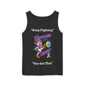 Purple Moooove Over Cancer tank top featuring a character and all-cancer awareness ribbon