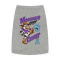 Gray Moooove Over Cancer pet tank top with cow design and Prostate Cancer awareness ribbon