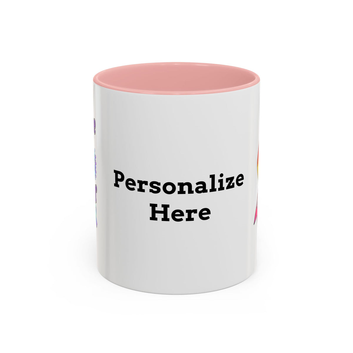 Team Victories all-cancer awareness ribbon on a personalized Moooove Over Cancer mug