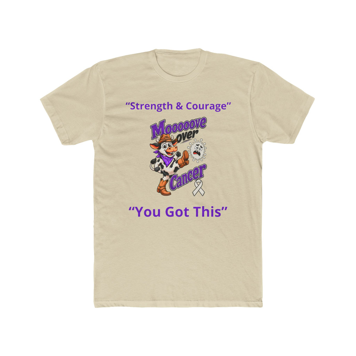Moooove Over Cancer Lung Cancer awareness ribbon T-shirt in natural