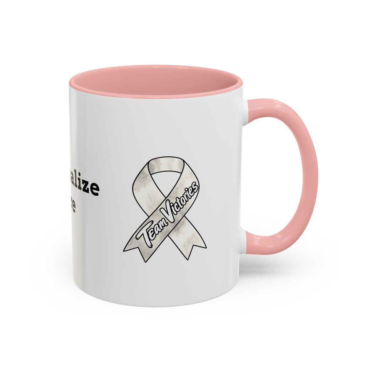 Moooove Over Cancer Lung Cancer awareness mug staged with coffee and a spoon