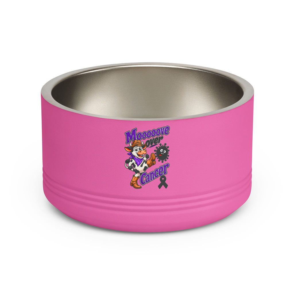 Pink Mooove Over Cancer stainless steel pet bowl