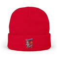 Red Moooove Over Cancer embroidered beanie with colorful awareness ribbon design