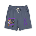 Moooove Over Cancer sweat shorts in slate blue with colorful awareness artwork and Strength & Courage lettering