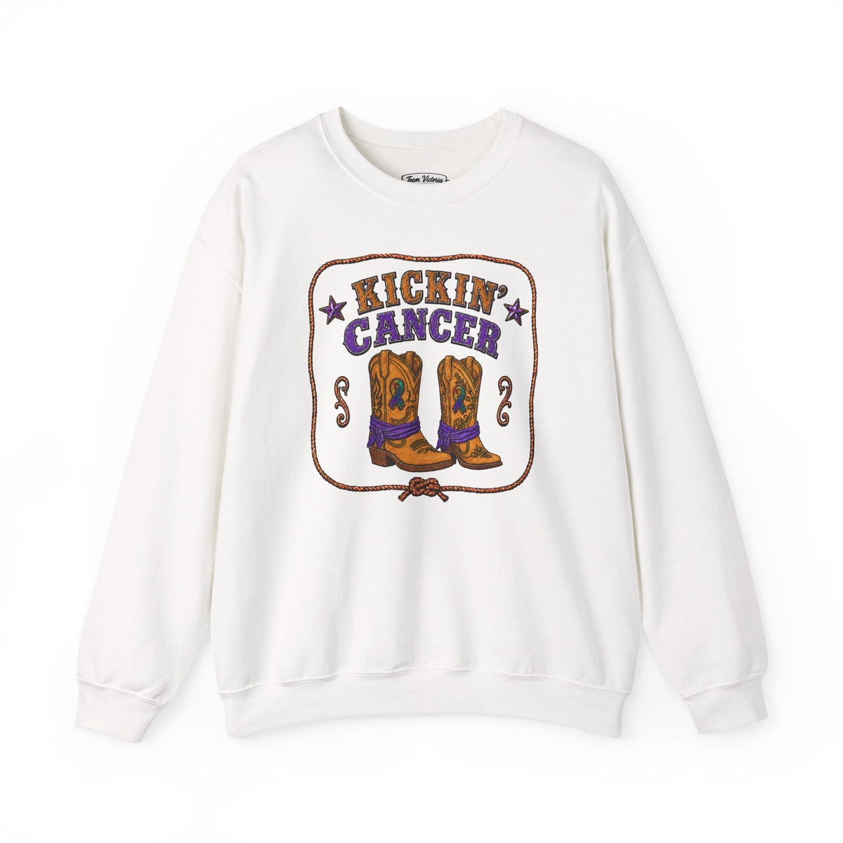 Kickin' Cancer + Cowboy Chemo Two-Sided Crewneck Sweatshirt