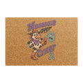 Moooove Over Cancer coir mat with cowgirl cow and teal awareness ribbon