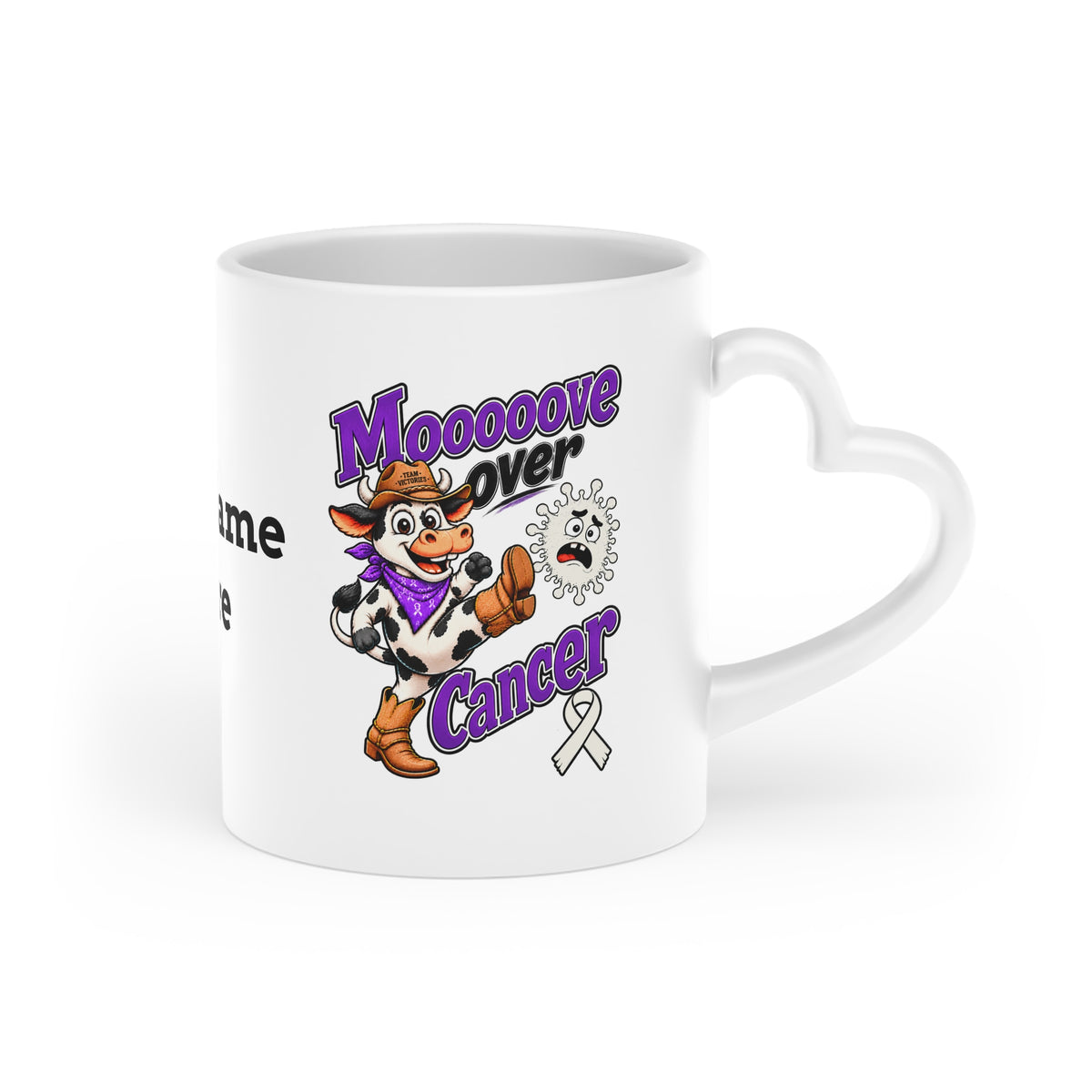 Kickin' Cancer 11 oz Heart-Handle Ceramic Mug