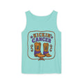 Aqua Kickin' Cancer tank top with Western boots and purple awareness ribbon