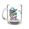 Moooove Over Cancer 10 oz glass mug with a green Liver Cancer awareness ribbon design