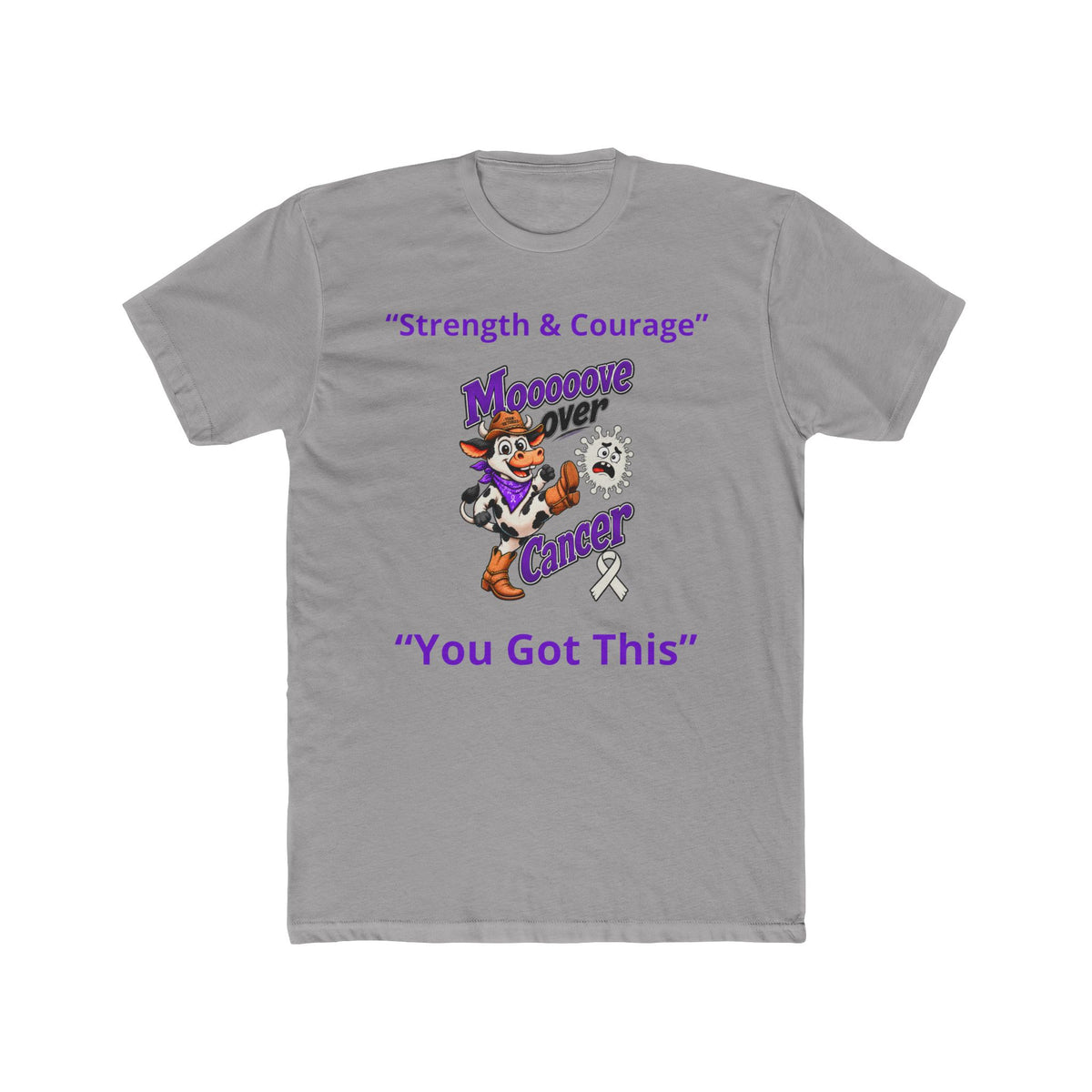 Moooove Over Cancer Lung Cancer awareness ribbon T-shirt in gray